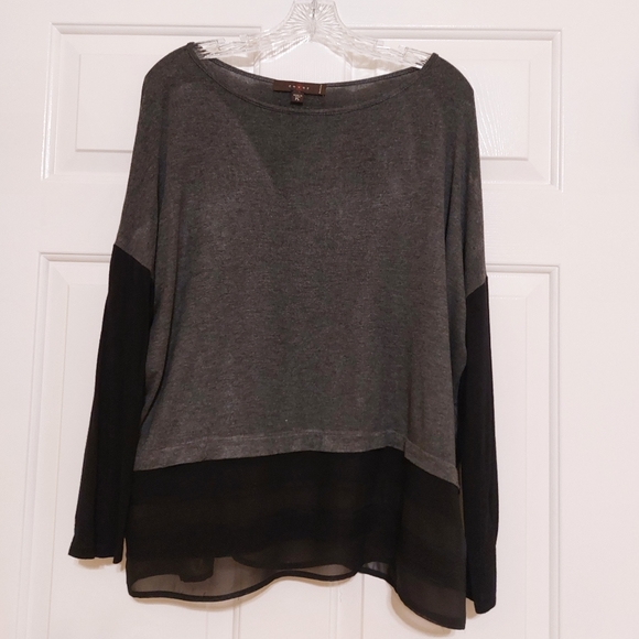Grey Knit top with Black Trim - Picture 1 of 8